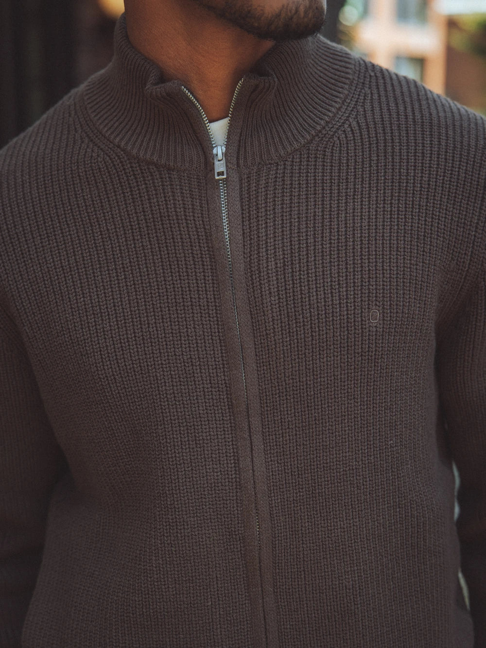 Brown Knitted Rib Vest