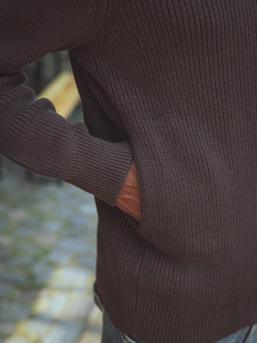 Brown Knitted Rib Vest