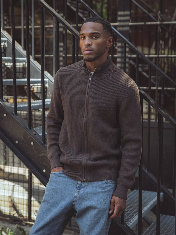 Brown Knitted Rib Vest