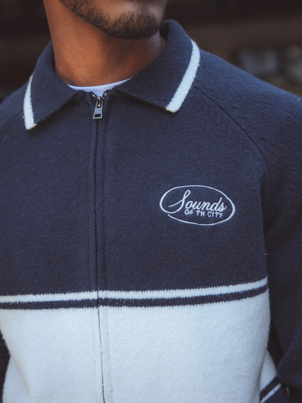Navy Knitted Baseball Vest