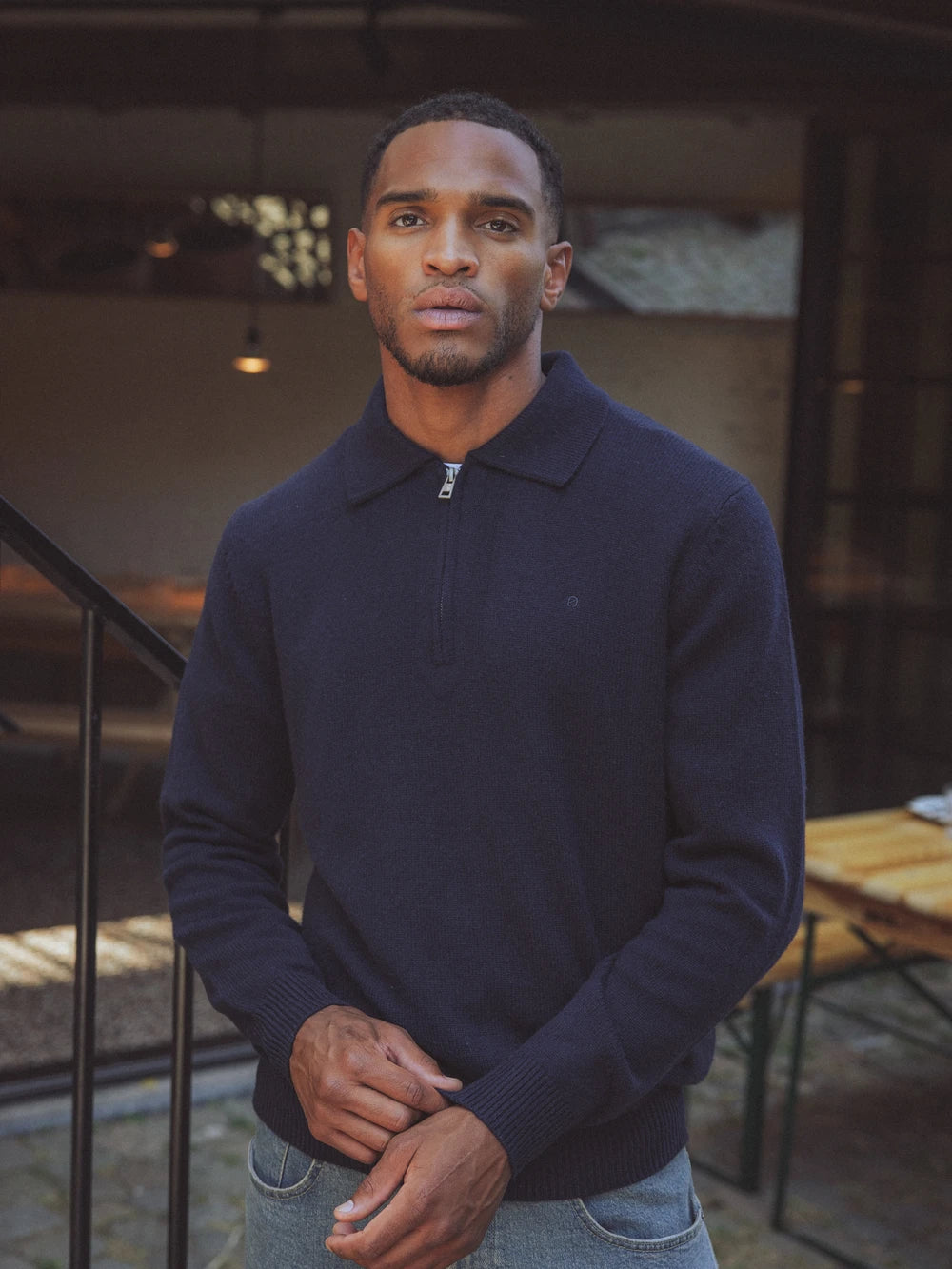 Navy Fine Knit Half Zip