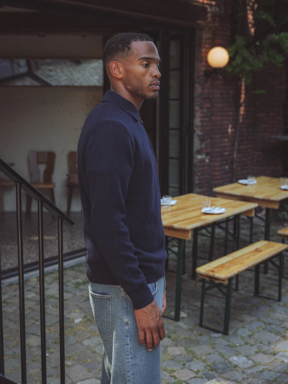 Navy Fine Knit Half Zip