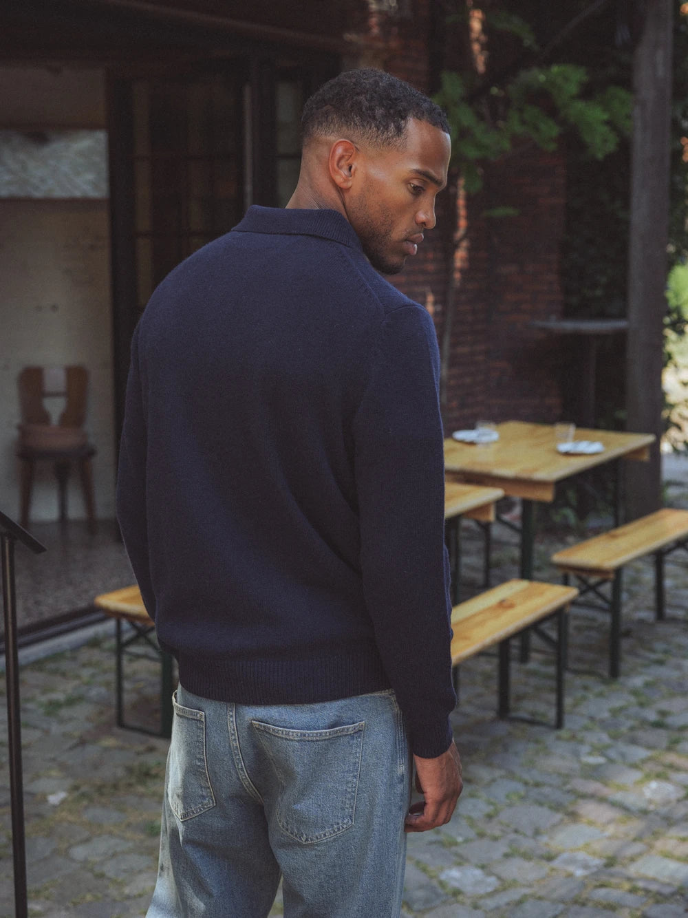 Navy Fine Knit Half Zip