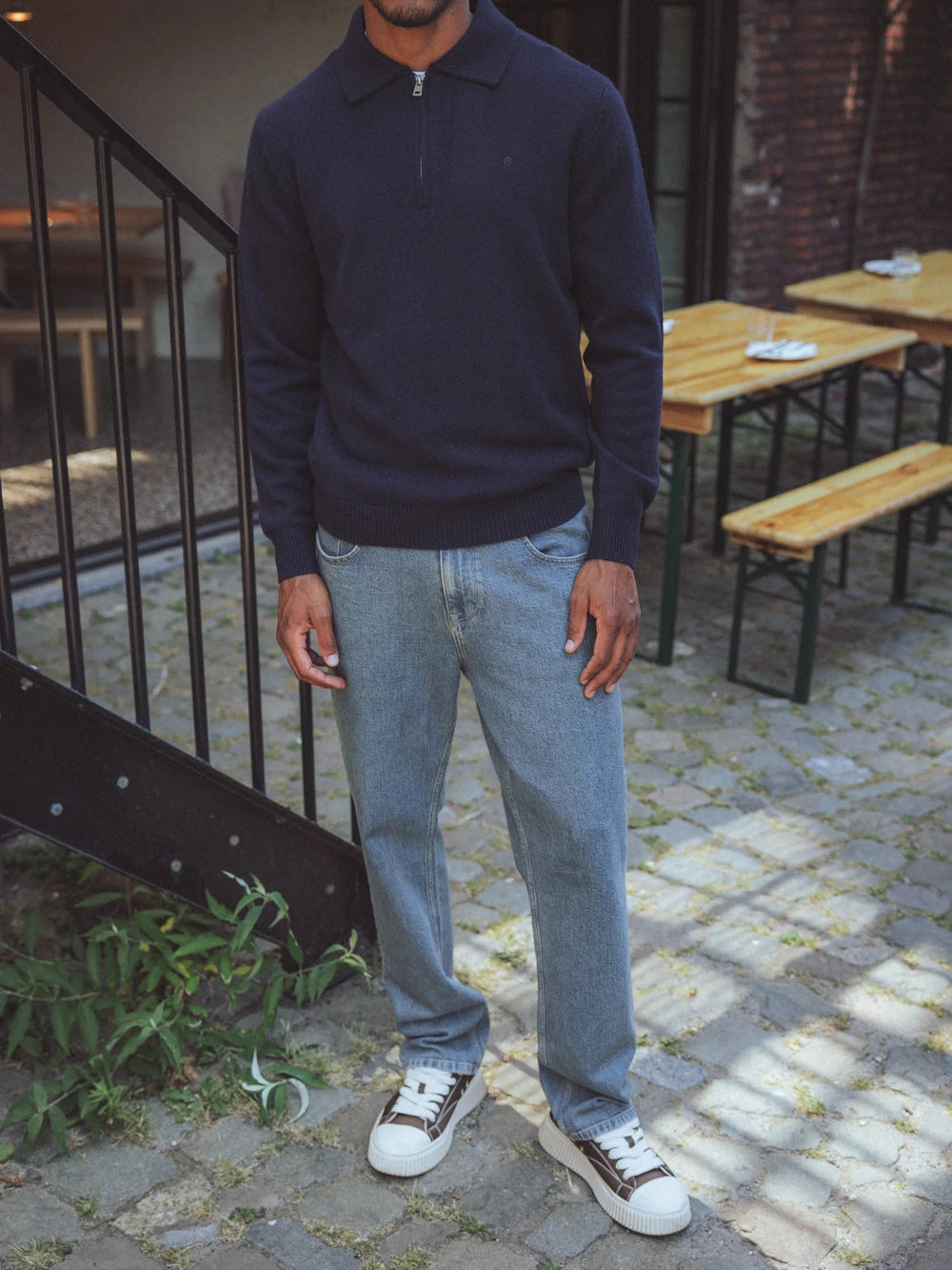 Navy Fine Knit Half Zip