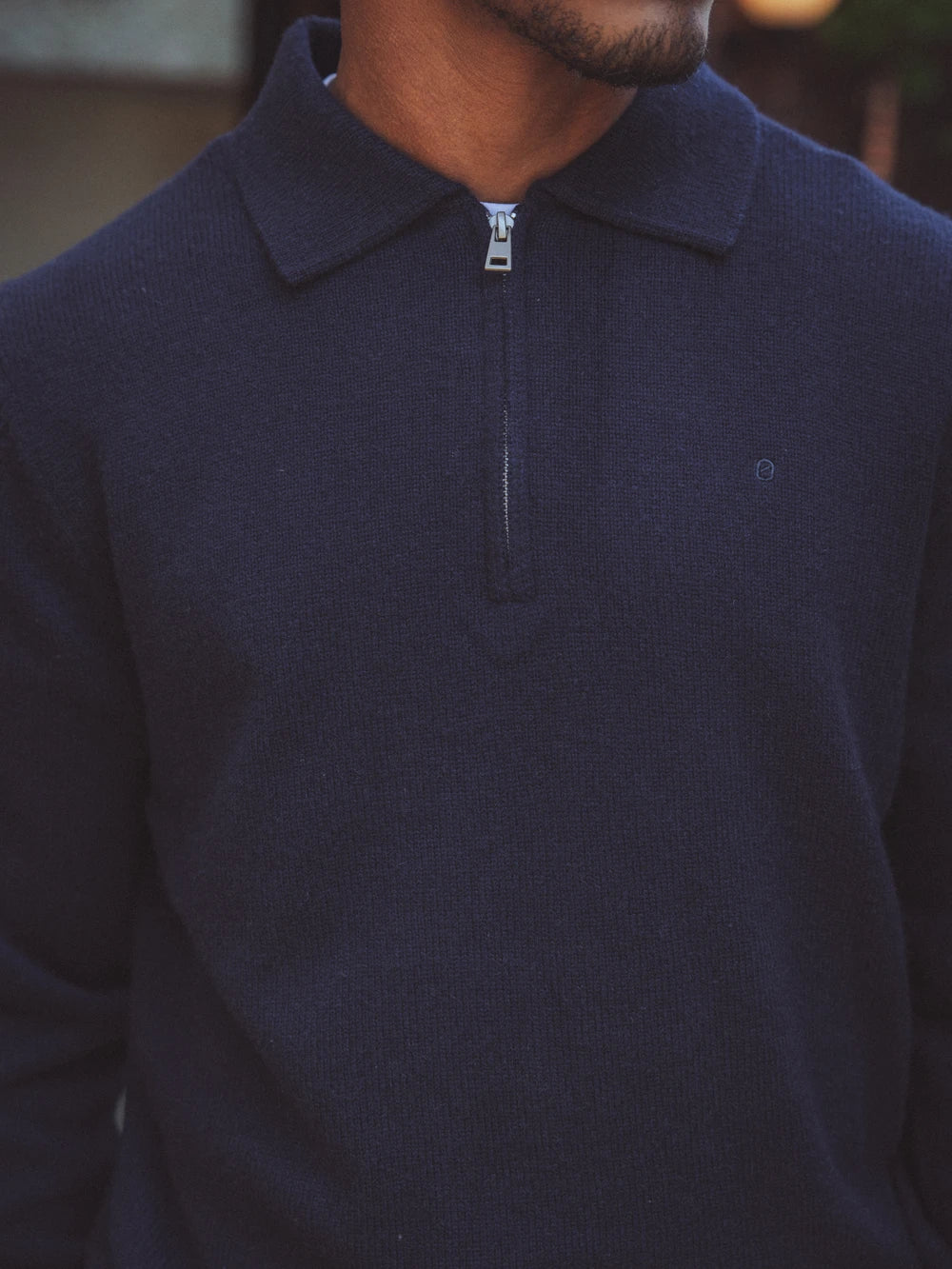 Navy Fine Knit Half Zip