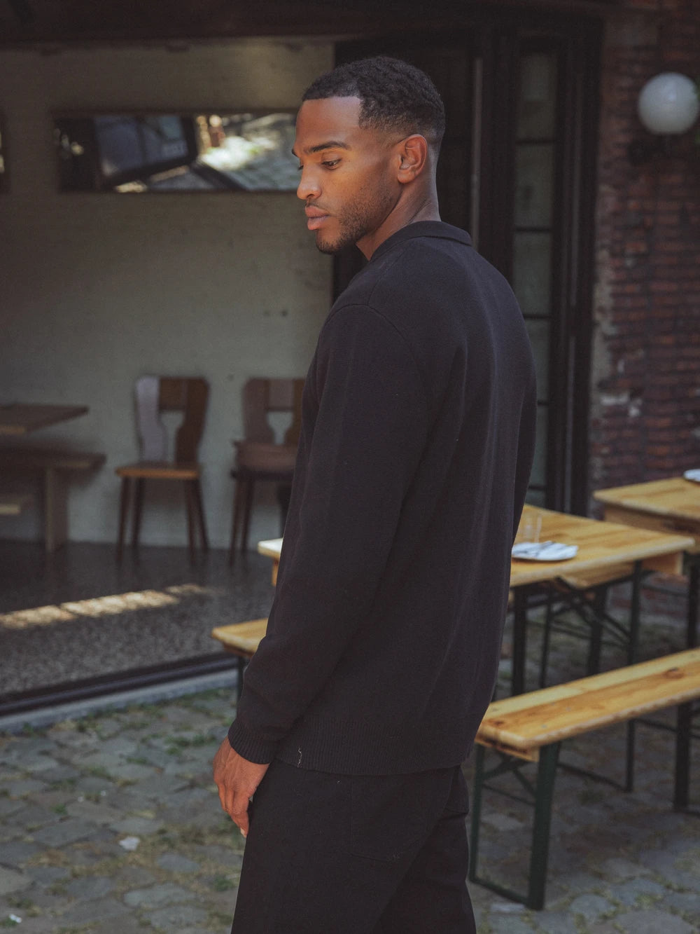 Black Fine Zip Cardigan