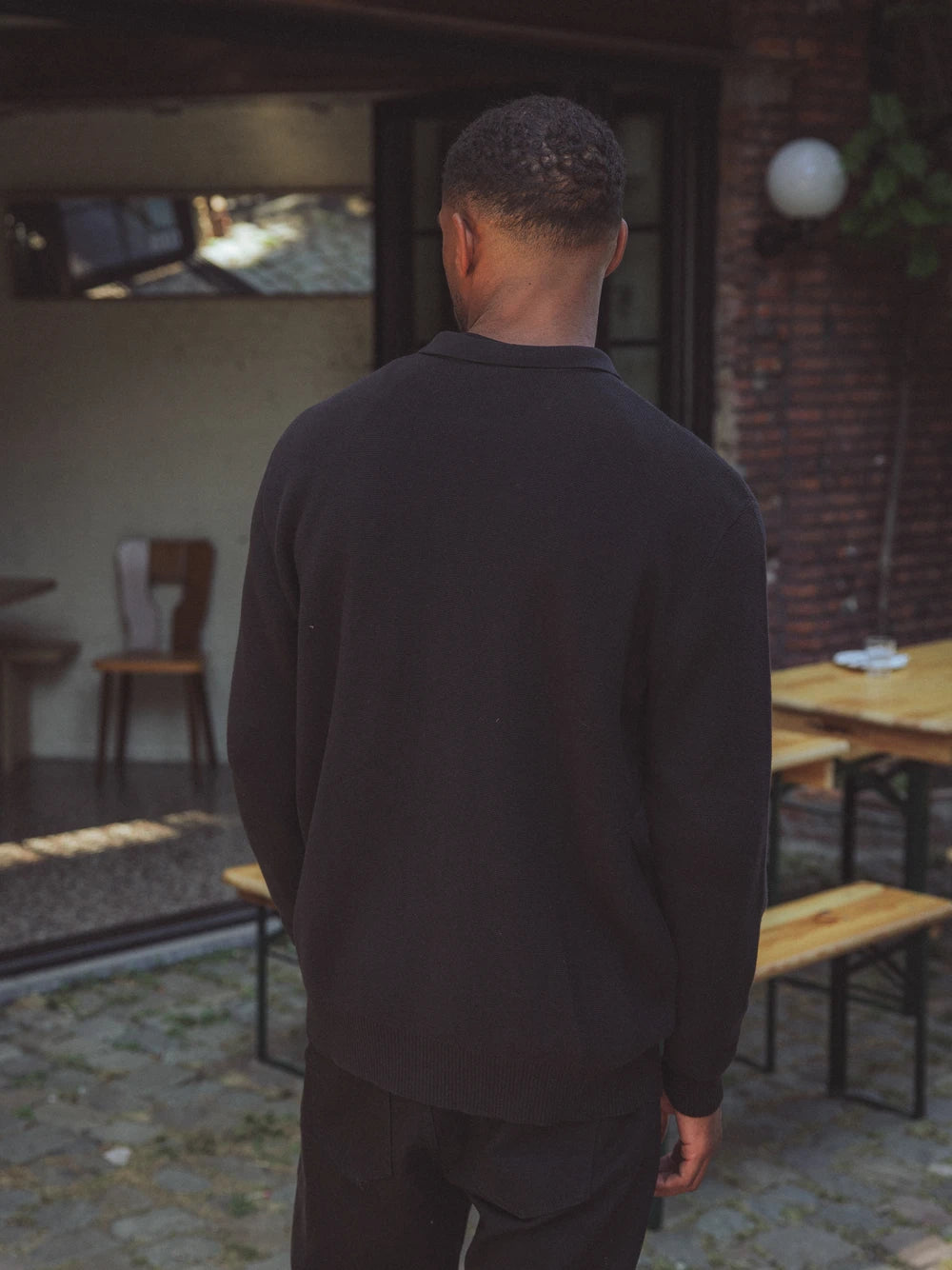 Black Fine Zip Cardigan