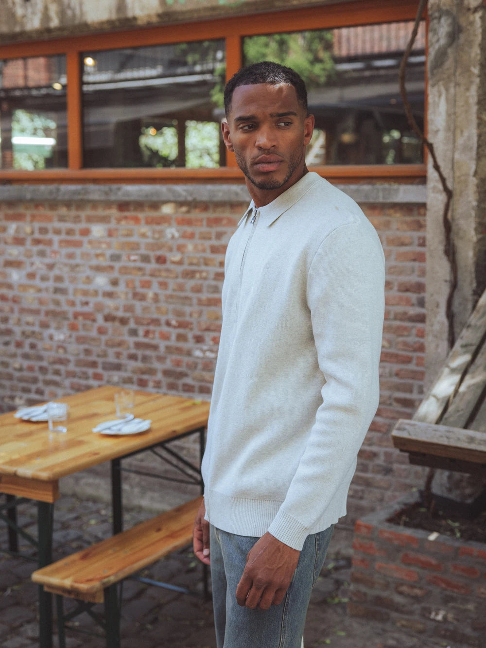 Grey Fine Zip Cardigan