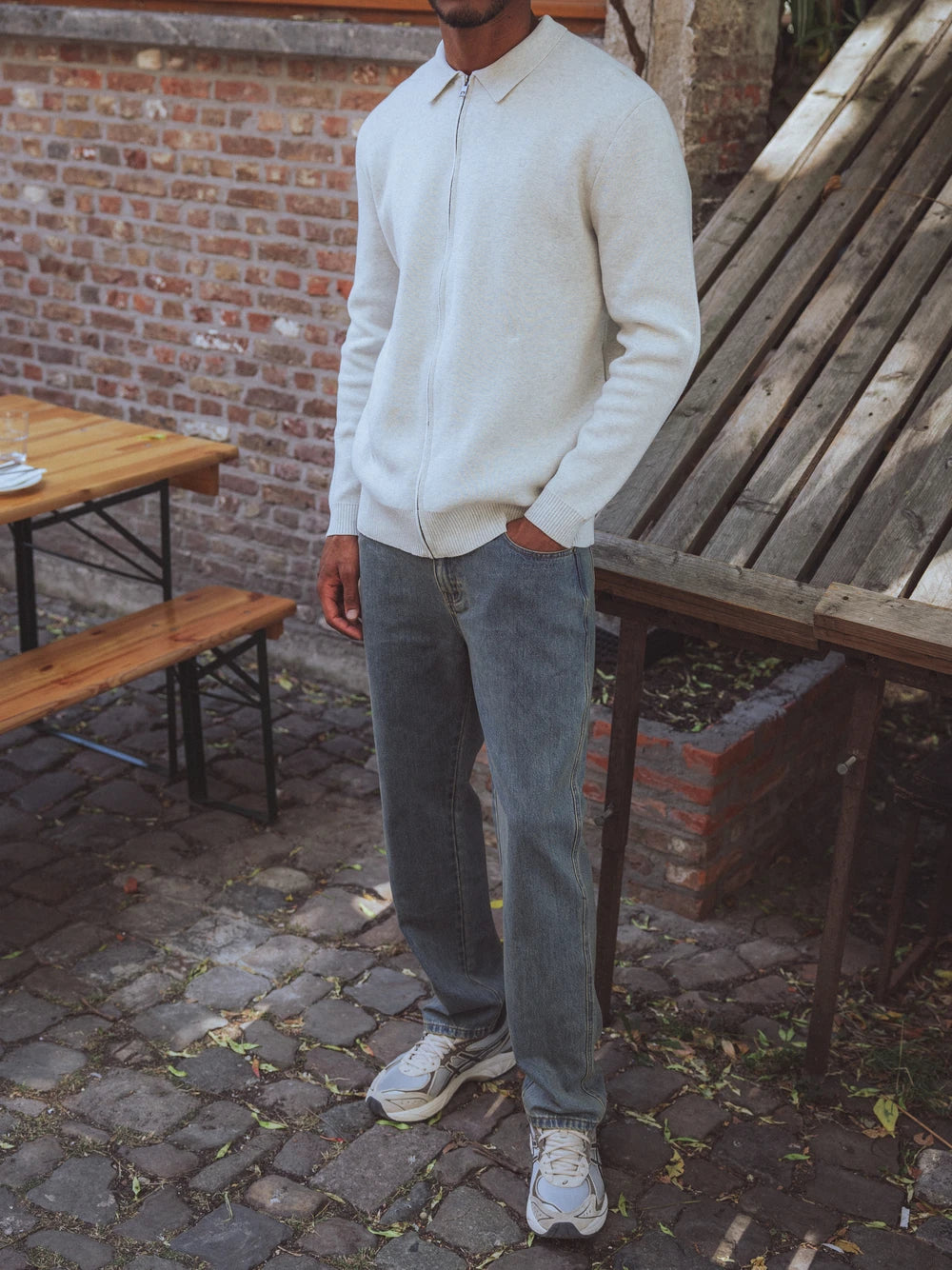 Grey Fine Zip Cardigan
