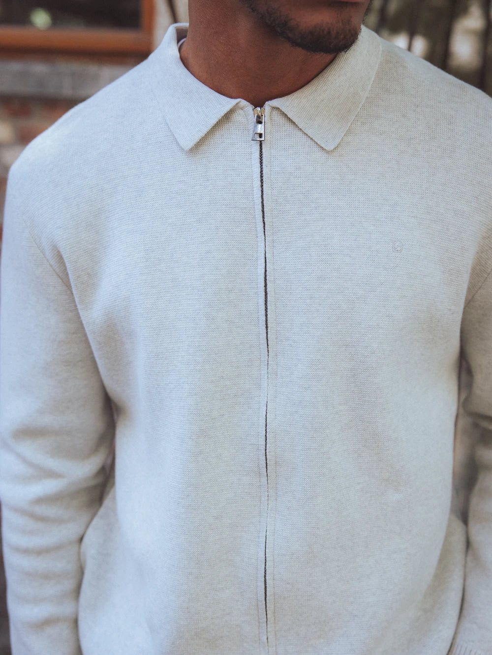 Grey Fine Zip Cardigan