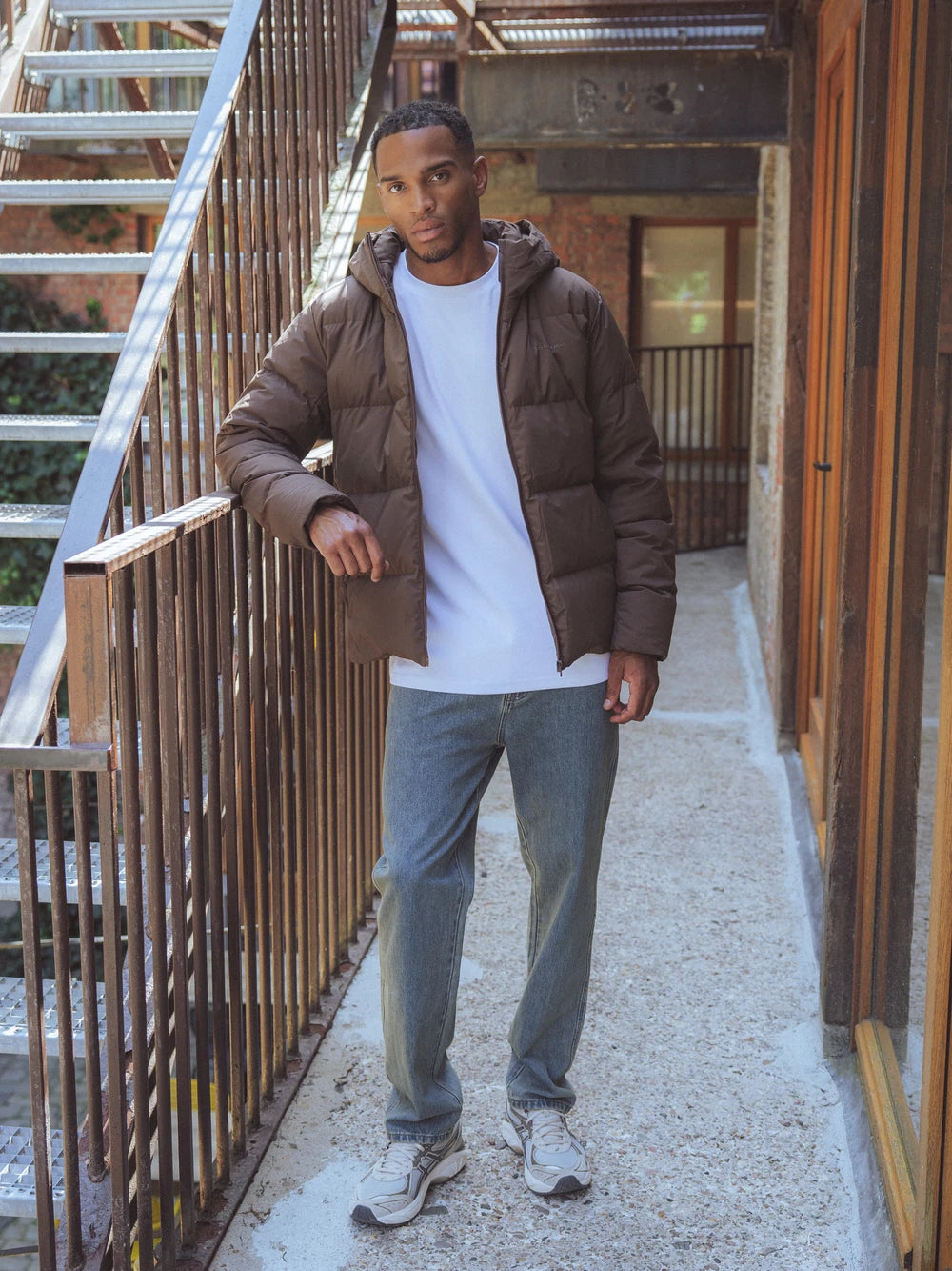 Brown Hooded Puffer Jacket