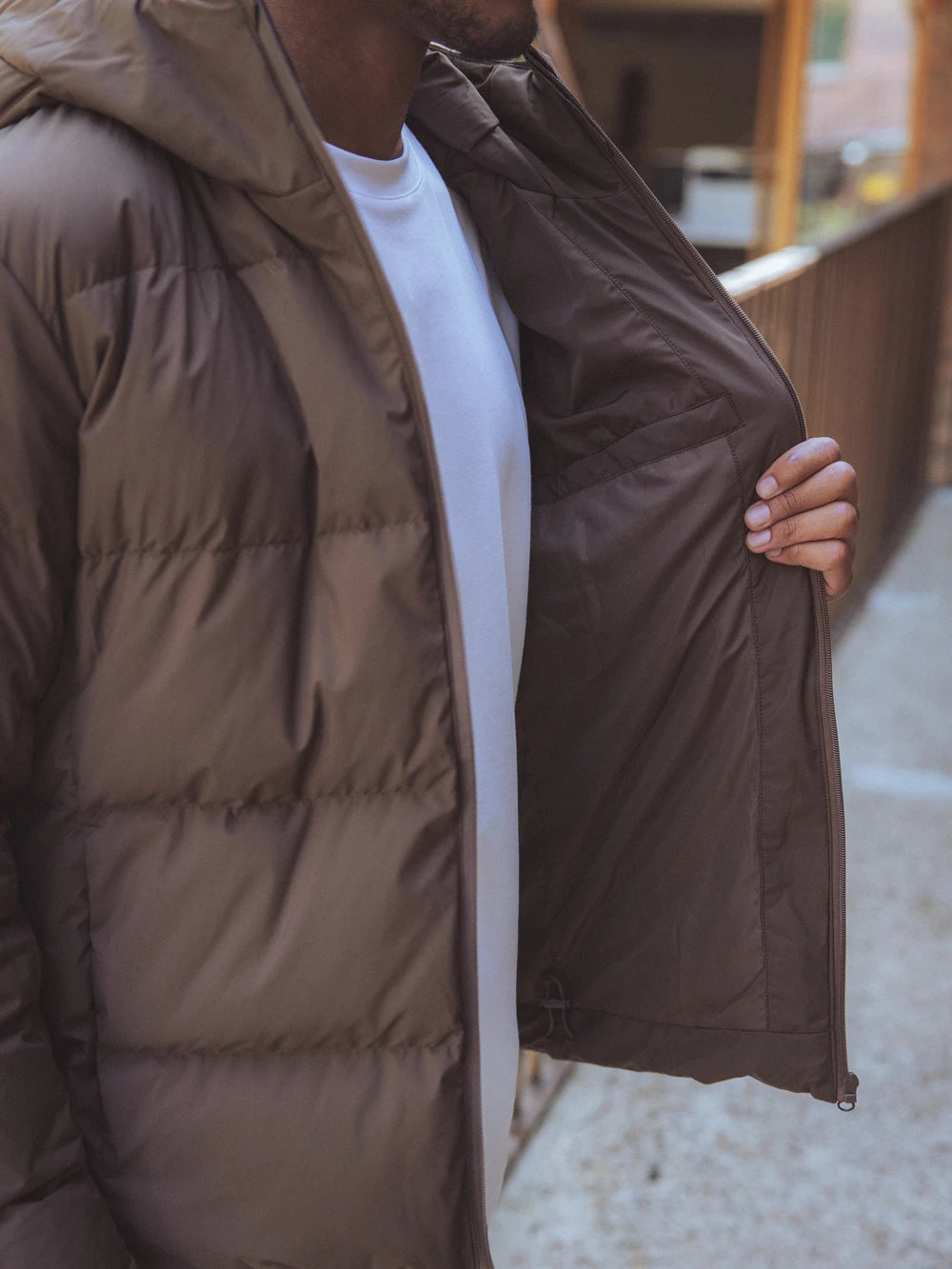 Brown Hooded Puffer Jacket