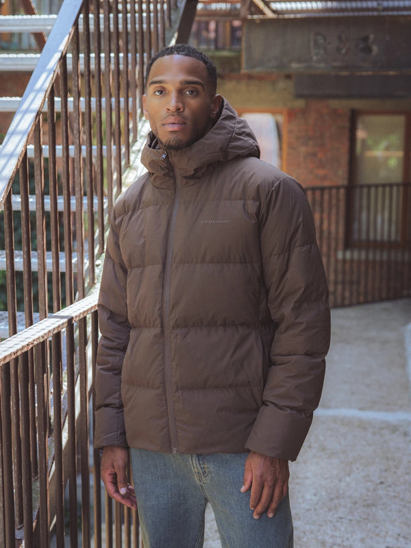 Brown Hooded Puffer Jacket