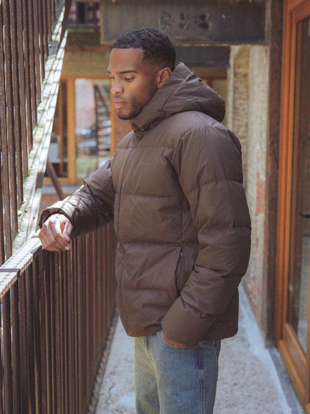 Brown Hooded Puffer Jacket