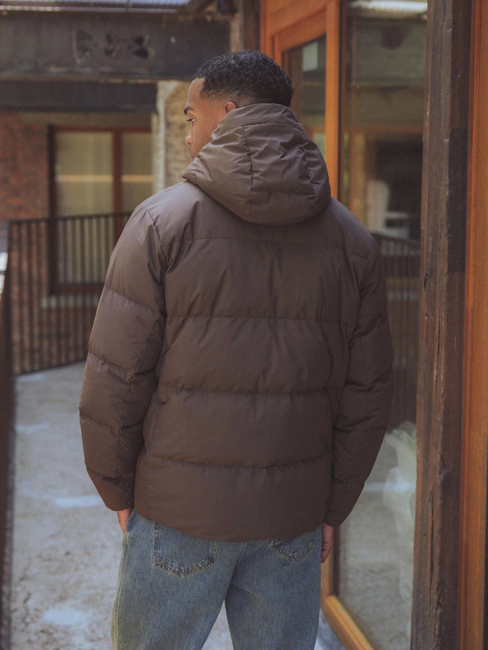Brown Hooded Puffer Jacket