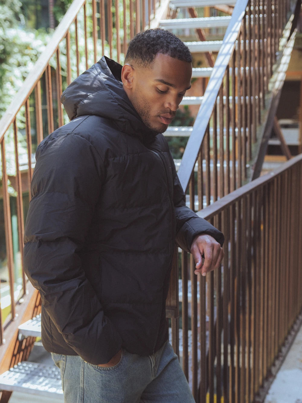 Black Hooded Puffer Jacket