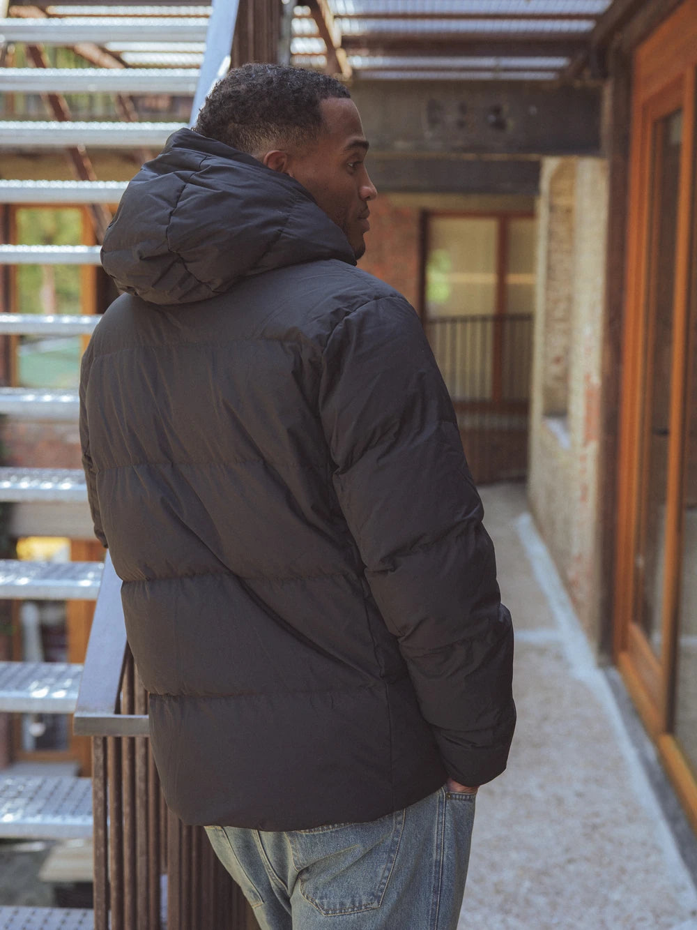 Black Hooded Puffer Jacket