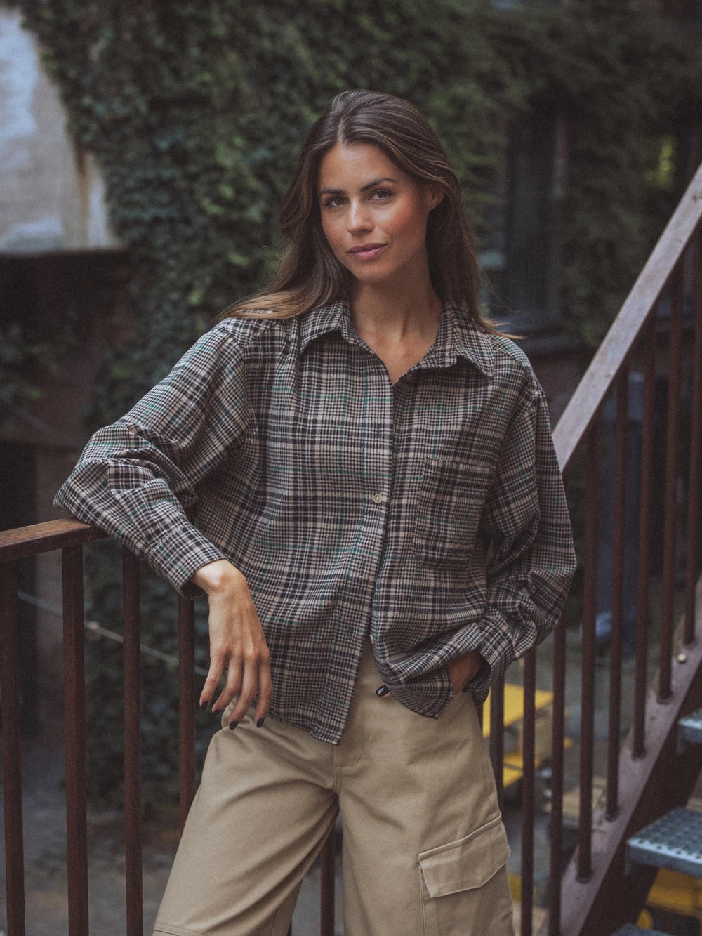 Braunes Oversized Karoshirt