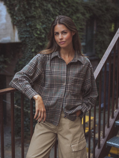 Braunes Oversized Karoshirt