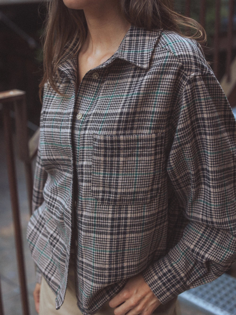Braunes Oversized Karoshirt