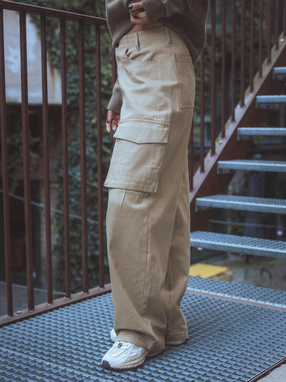 Beige Cargo-Jeans