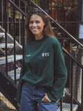 Grünes Oversized NYC Longsleeve