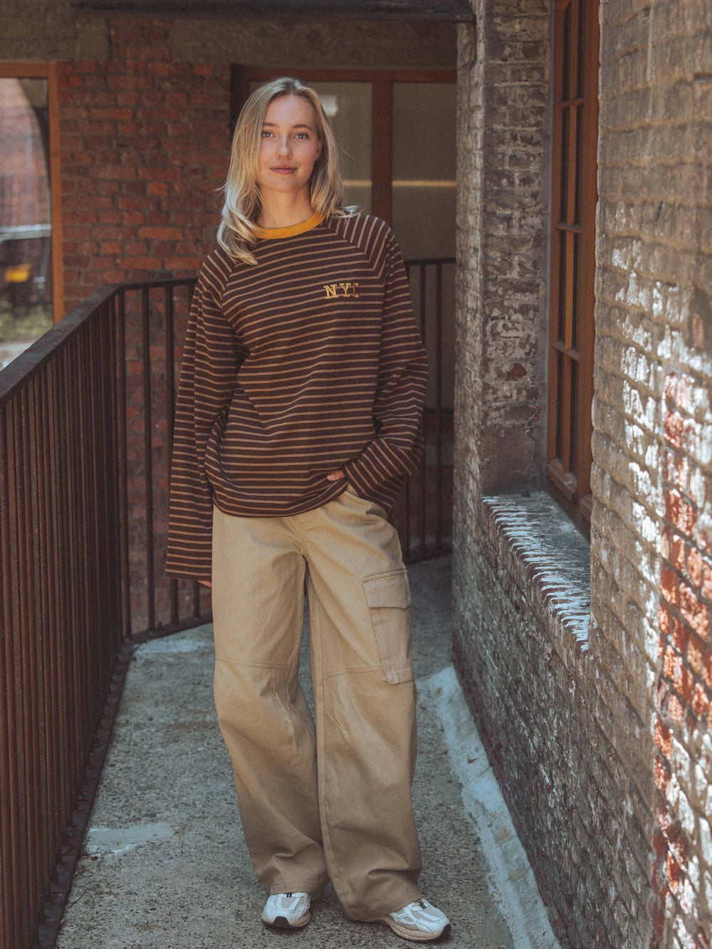 NY Streifen-Langarmshirt