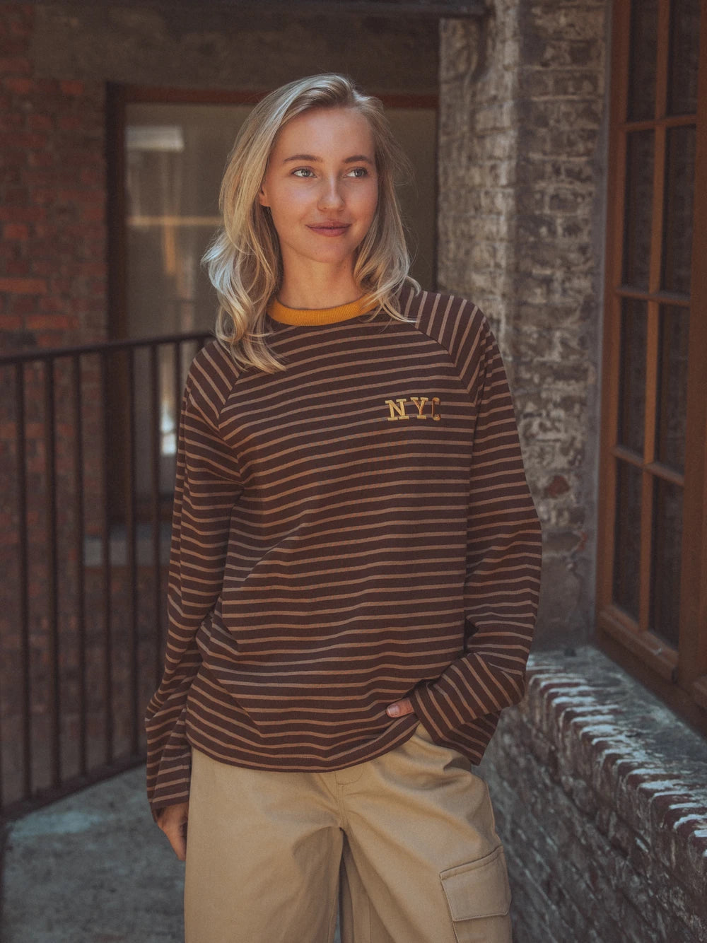 NY Streifen-Langarmshirt