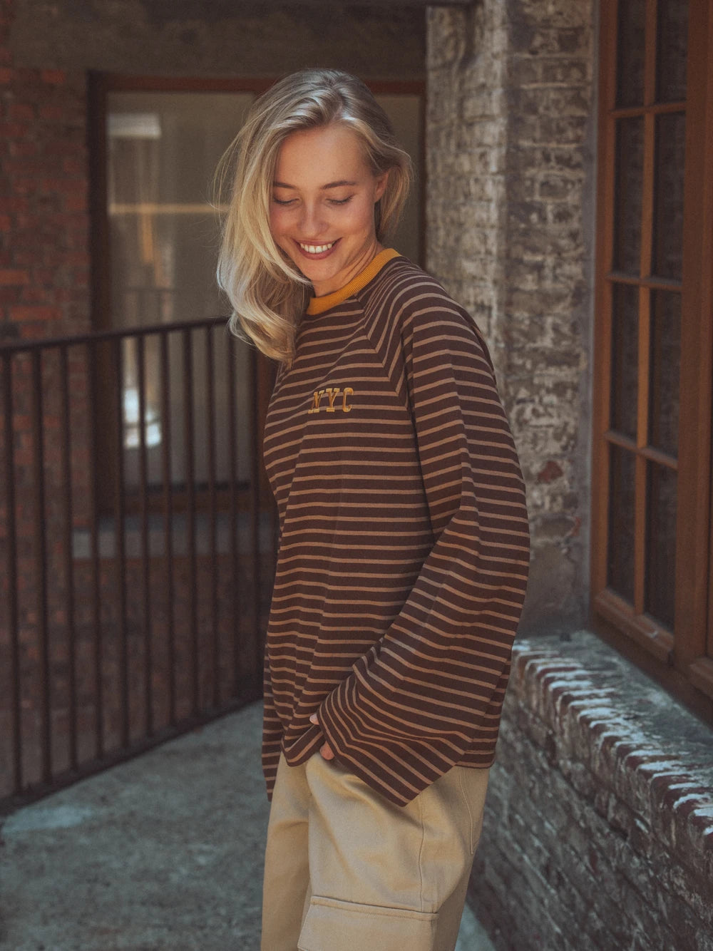 NY Streifen-Langarmshirt