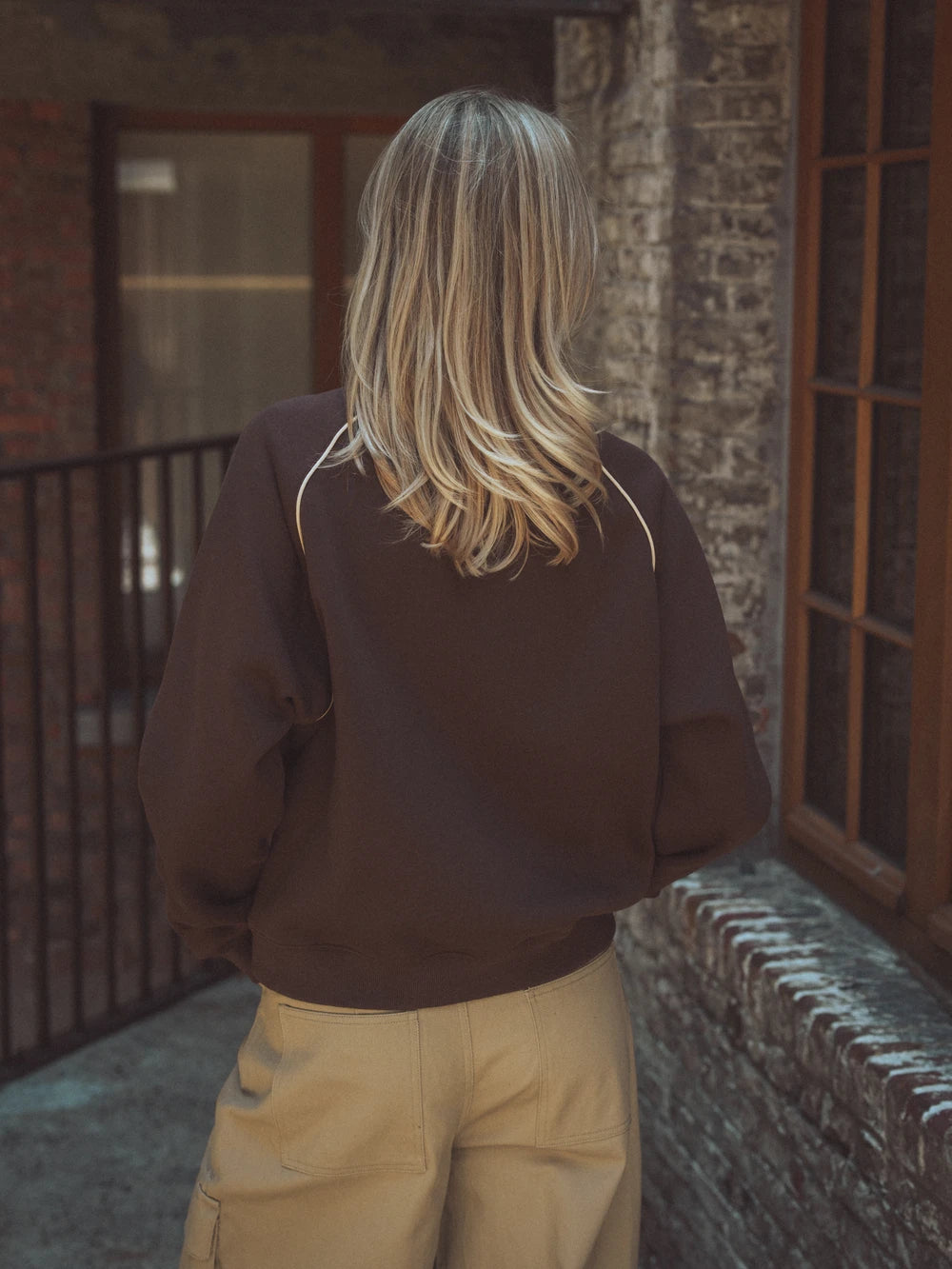 Brown Stitch Half Zip Sweater