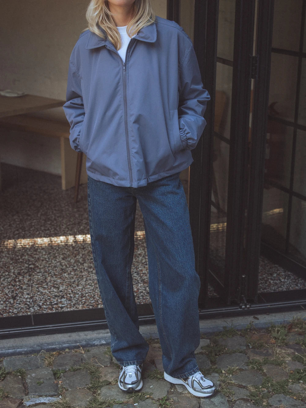 Blaue Steppjacke