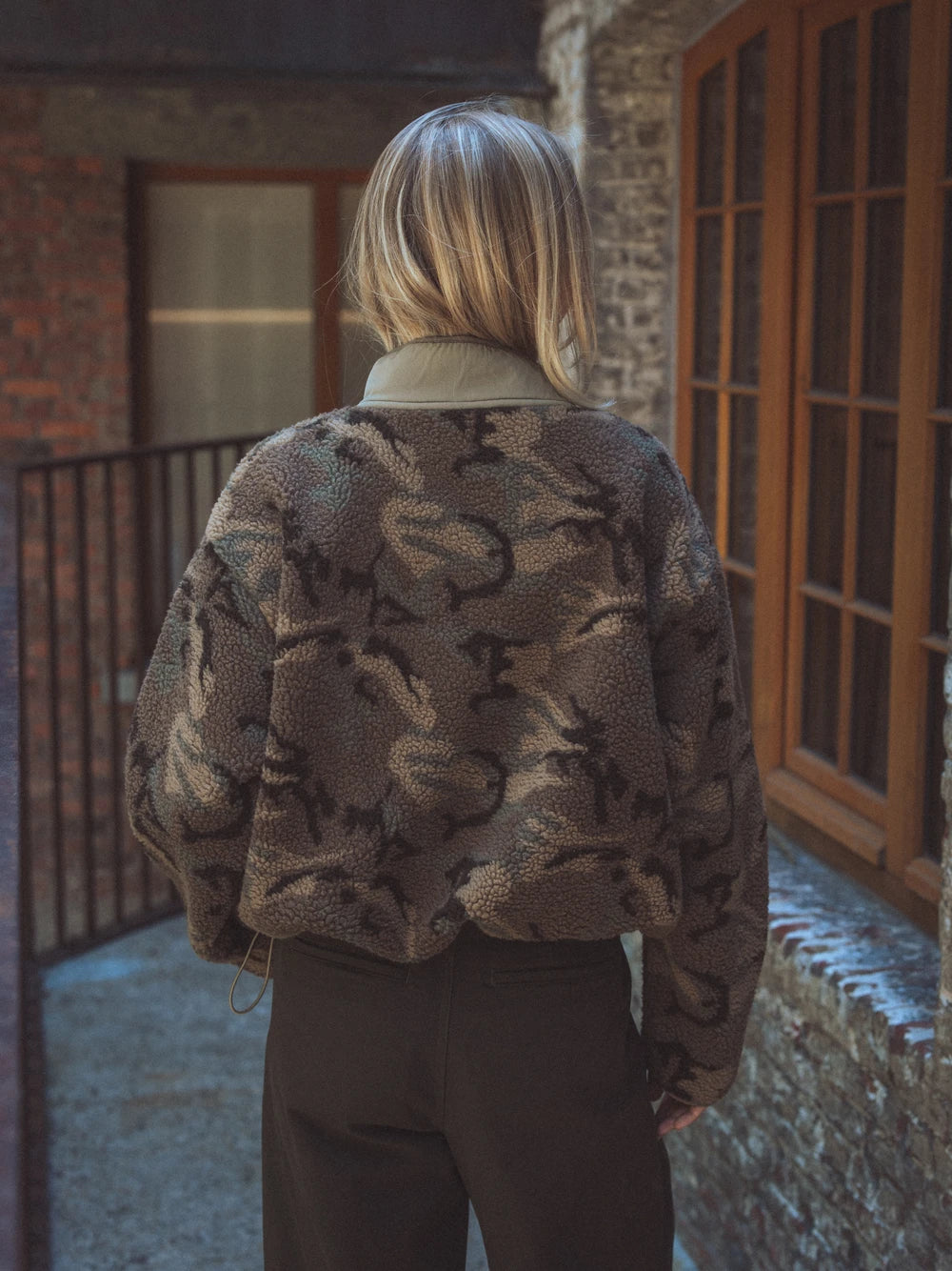 Camo Oversize Teddy Half Zip