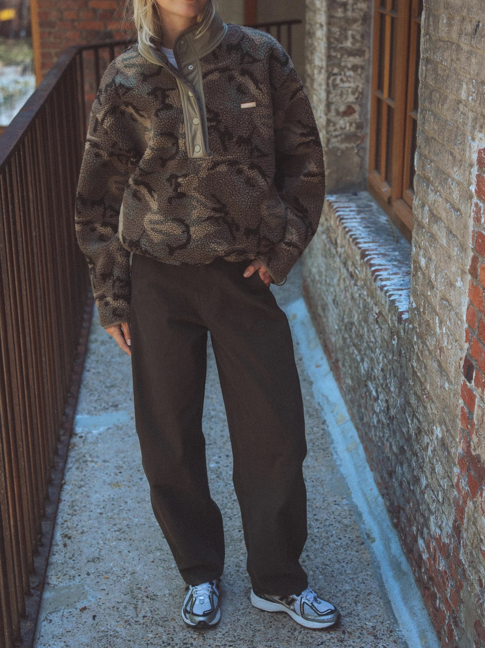 Camo Oversize Teddy Half Zip