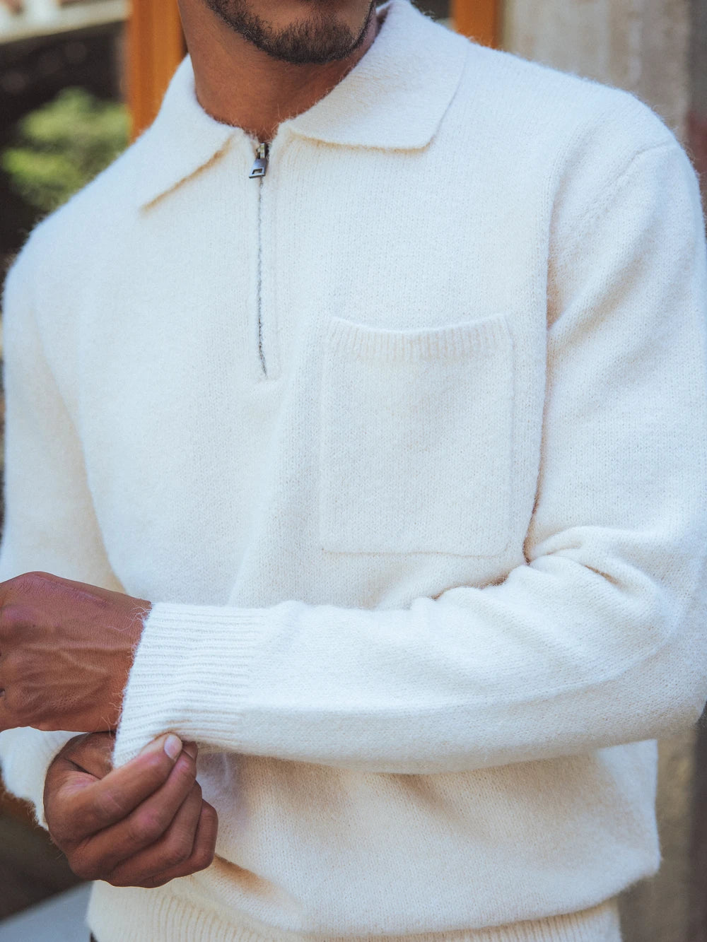 Off-White Brushed Pocket Polo