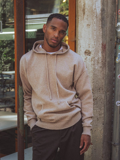 Light Brown Knit Hoodie