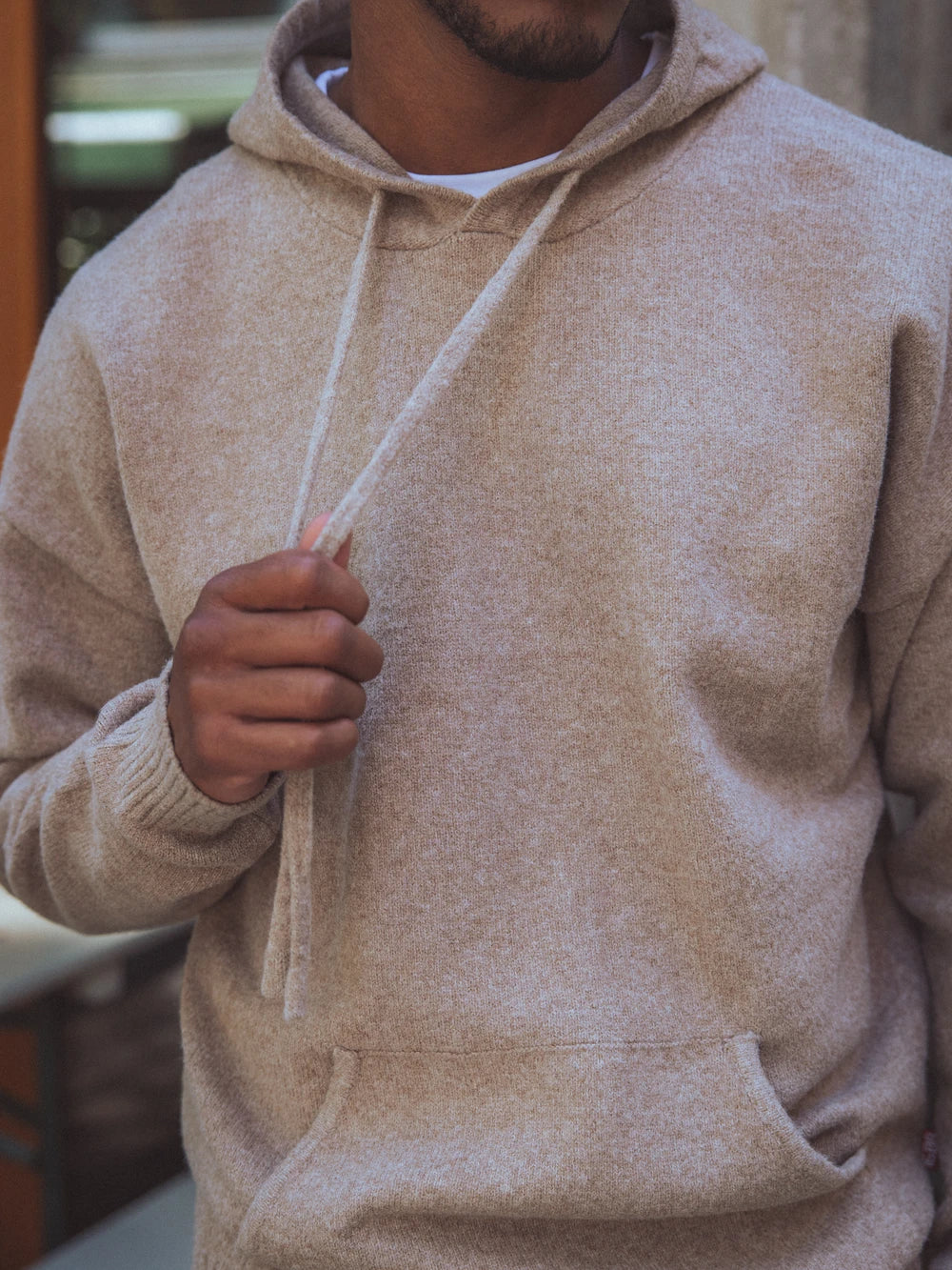 Hellbrauner Strickhoodie