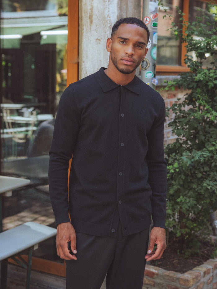 Black Wool Cardigan