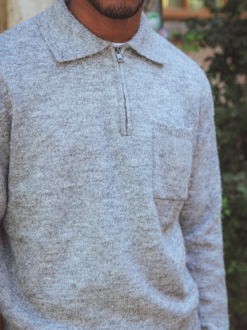 Grey Brushed Pocket Polo