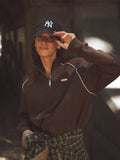 Brown Stitch Half Zip Sweater