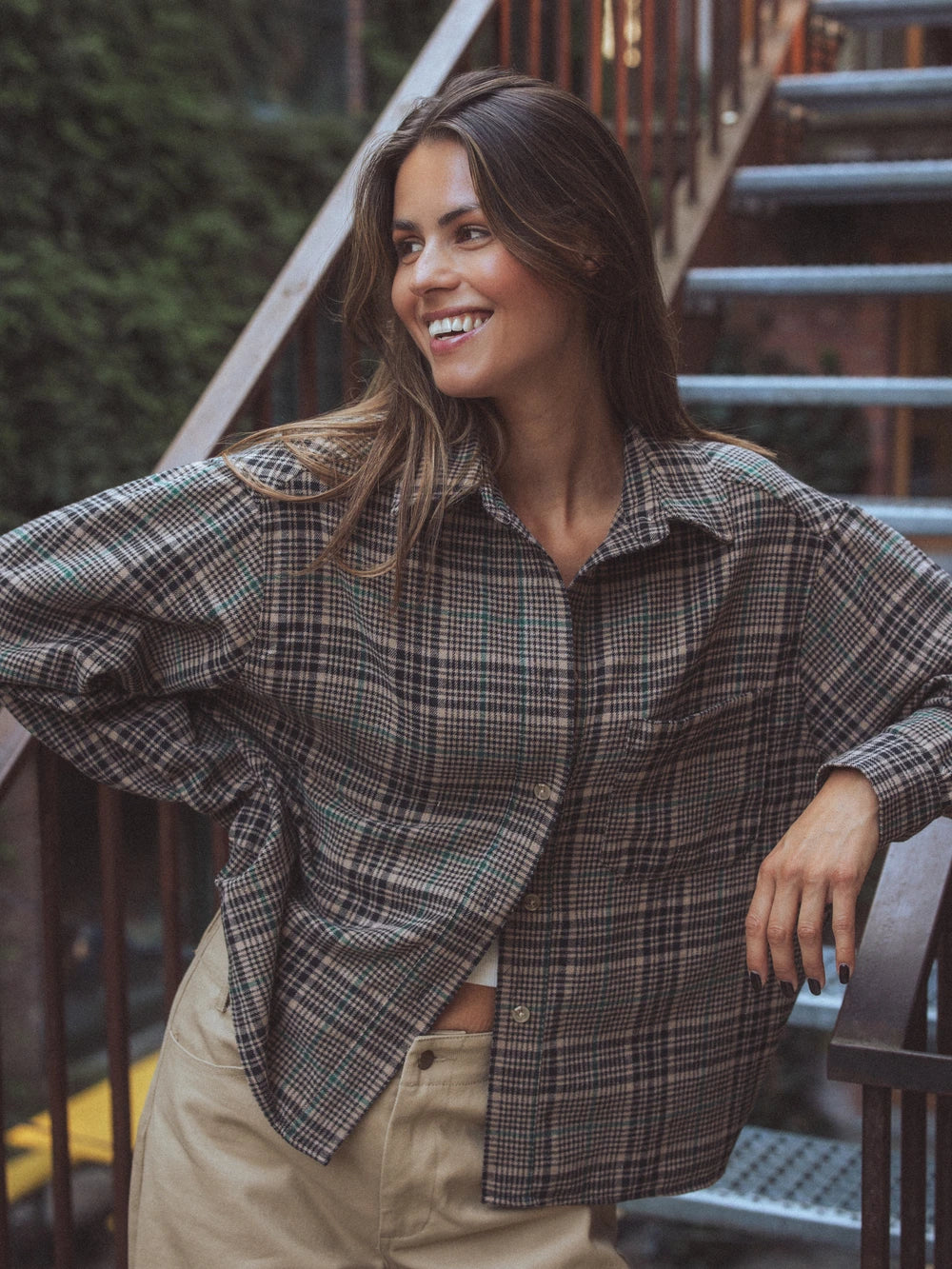Braunes Oversized Karoshirt
