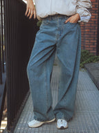 Brown Washed Balloon Jeans