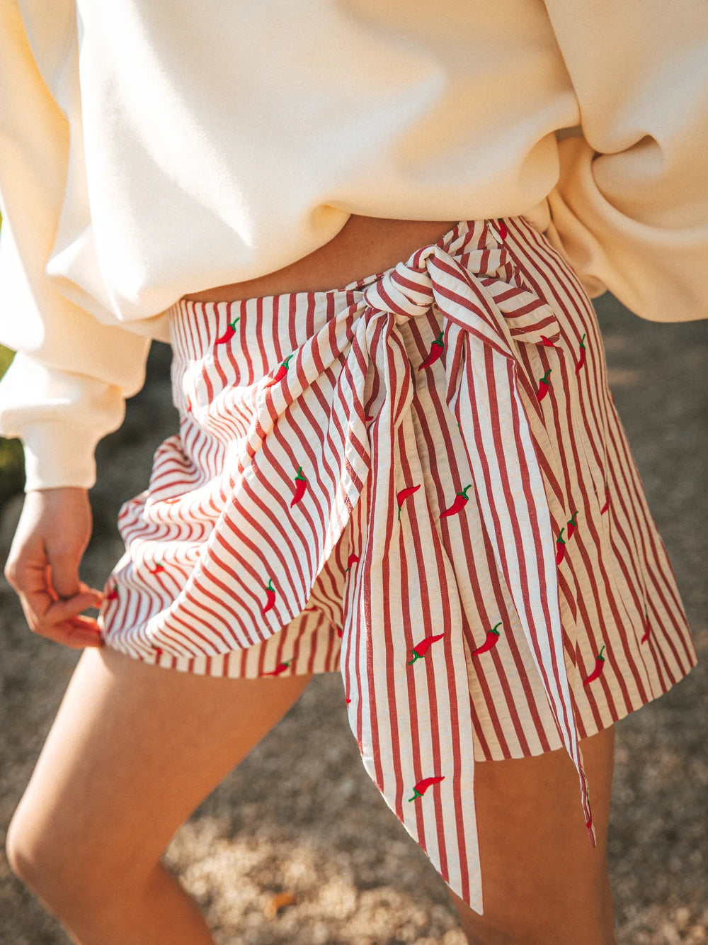 Red Pepper Stripe Skort