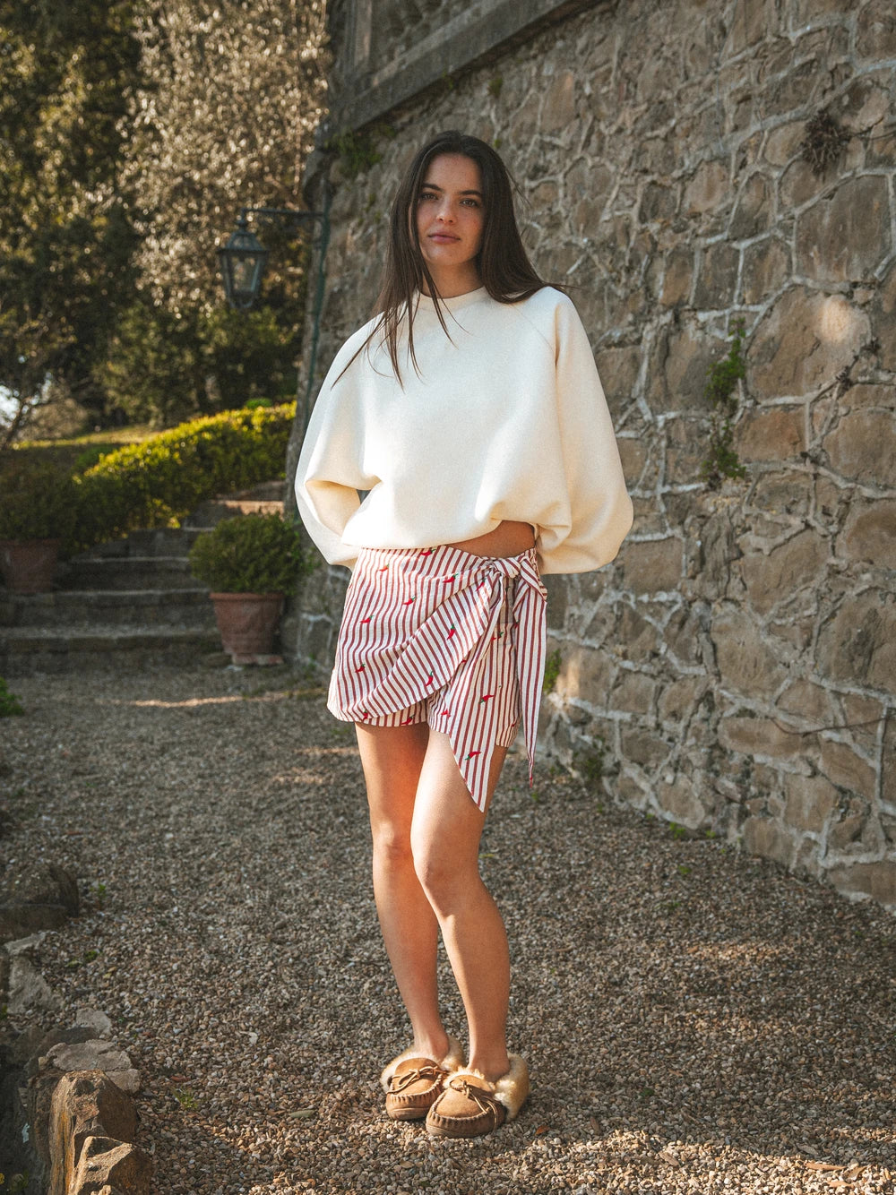 Red Pepper Stripe Skort