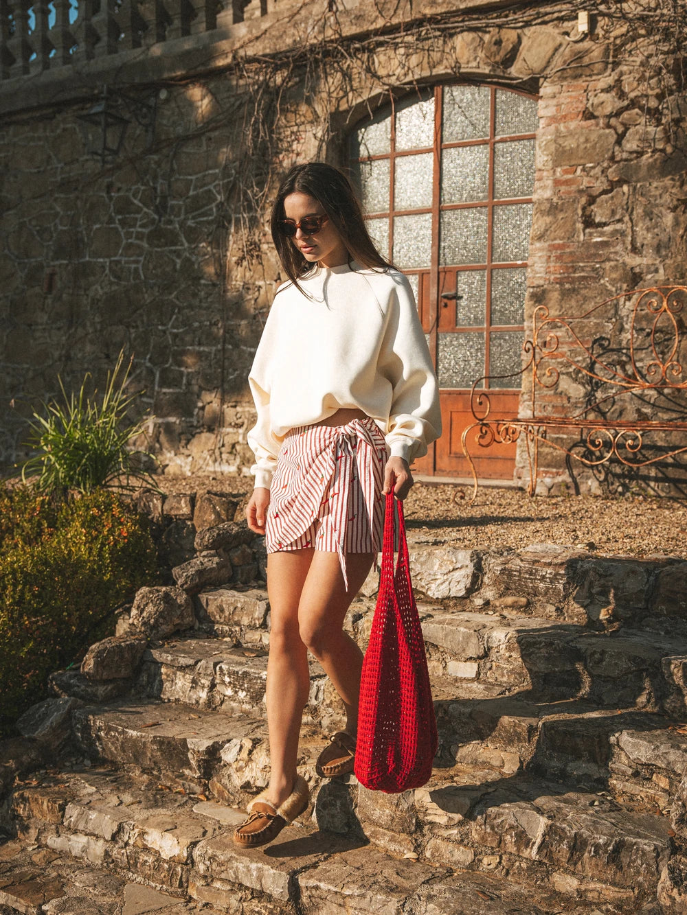 Red Pepper Stripe Skort