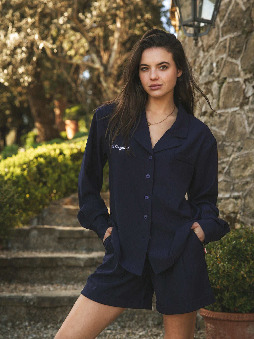 Navy Vineyard Blouse