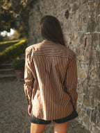 Brown Stripe Oversized Blouse