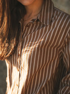Brown Stripe Oversized Blouse
