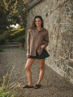 Brown Stripe Oversized Blouse