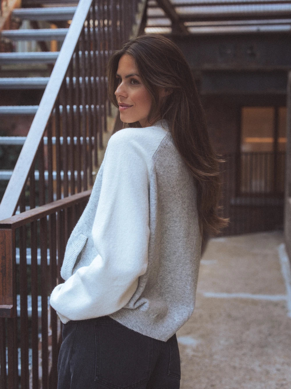 Grey Knit Raglan Cardigan
