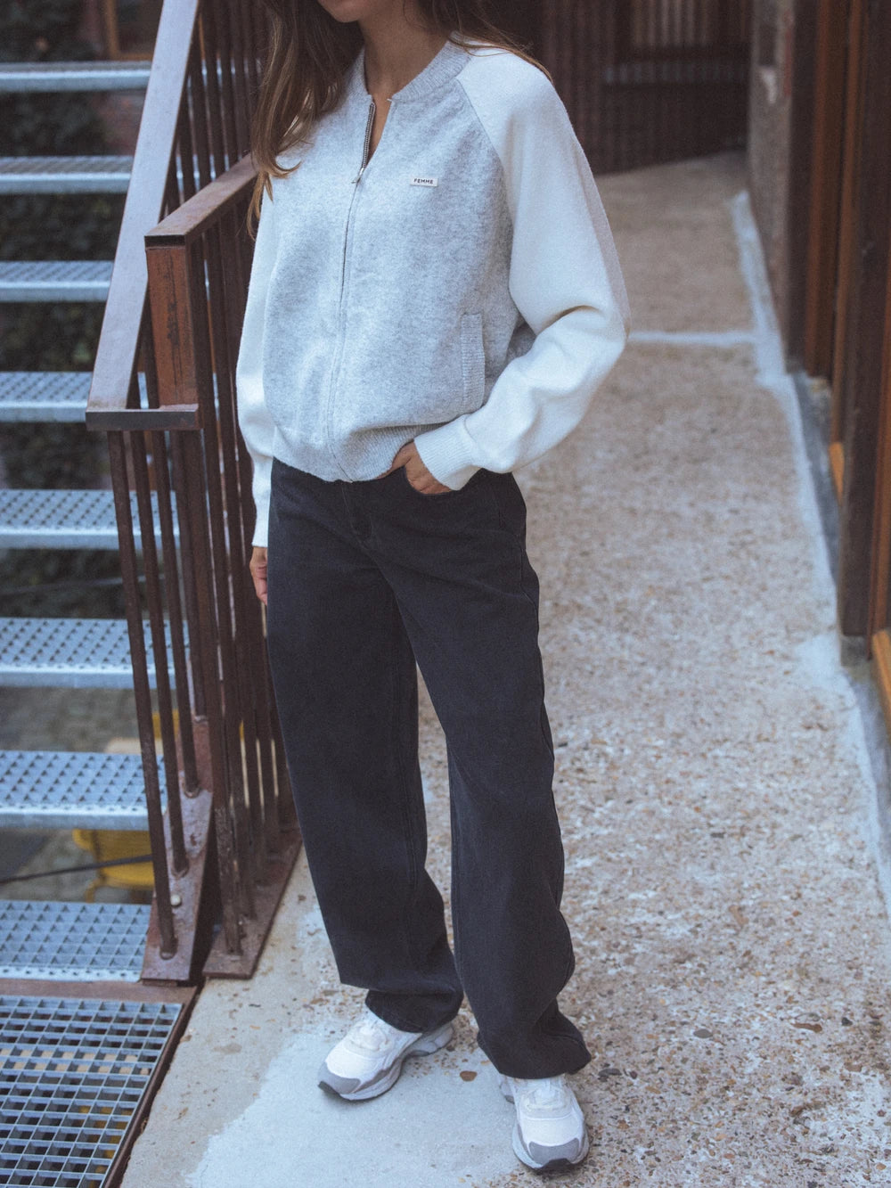 Grey Knit Raglan Cardigan